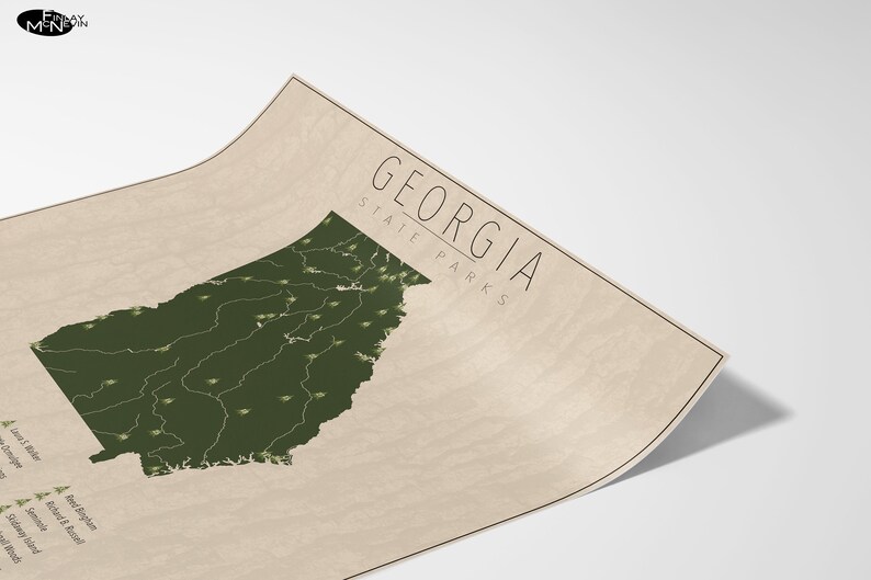 GEORGIA PARKS, State Park Map, Fine Art Photographic Print for the home decor. image 3