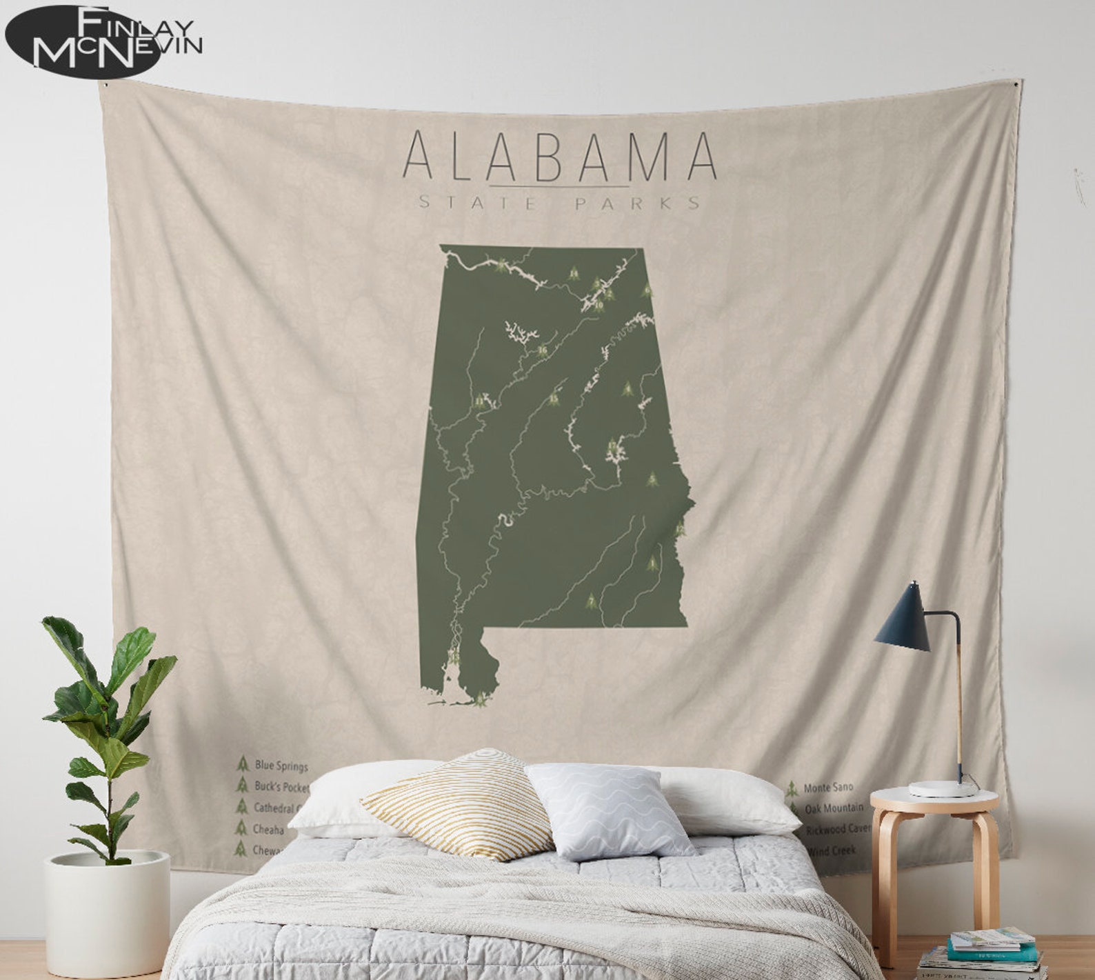 ALABAMA PARKS TAPESTRY State Park Map Wall Tapestry for the - Etsy