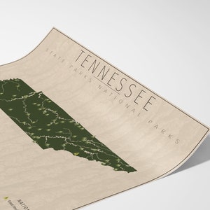 TENNESSEE PARKS, National and State Park Map, Fine Art Photographic Print for the home decor. image 3