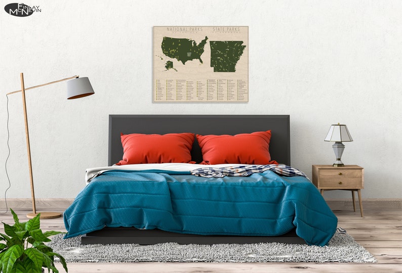 NATIONAL and STATE PARK Map of Arkansas and the United States, Fine Art Photographic Print for the home decor. image 5