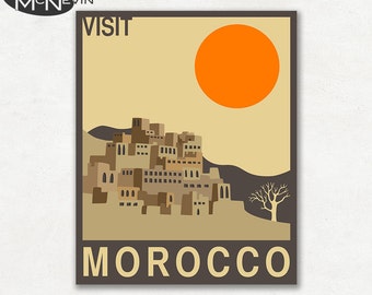 MOROCCO, AFRICAN Travel Poster, Retro Pop Art