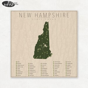 NEW HAMPSHIRE PARKS, State Park Map, Fine Art Photographic Print for the home decor. image 1