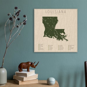 LOUISIANA PARKS, State Park Map, Fine Art Photographic Print for the home decor. image 5