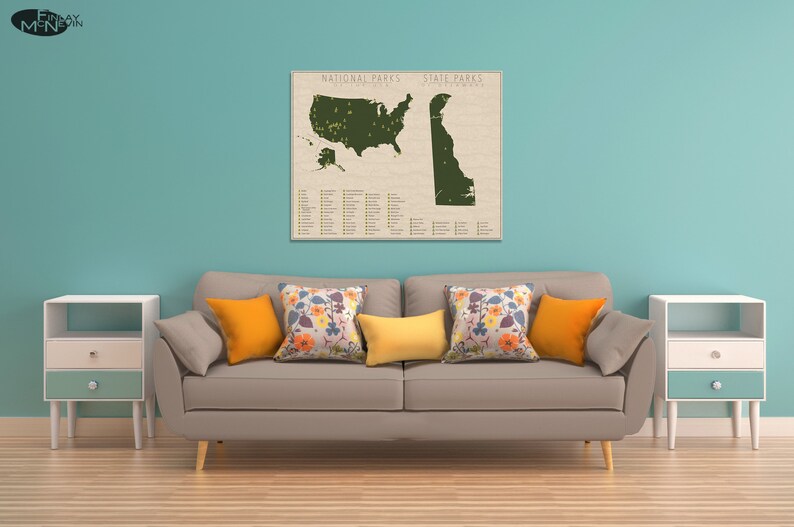 NATIONAL and STATE PARK Map of Delaware and the United States, Fine Art Photographic Print for the home decor. image 5