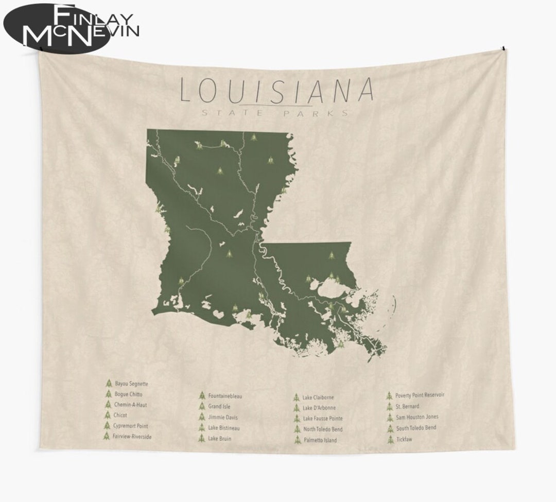LOUISIANA PARKS TAPESTRY State Park Map Wall Tapestry for - Etsy