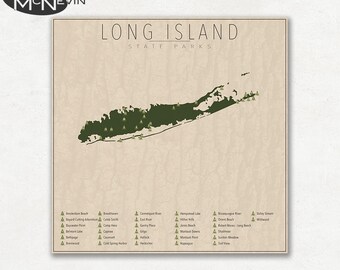 LONG ISLAND PARKS, State Park Map, Fine Art Photographic Print for the home decor.