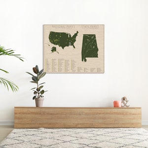 NATIONAL and STATE PARK Map of Alabama and the United States, Fine Art Photographic Print for the home decor. image 4