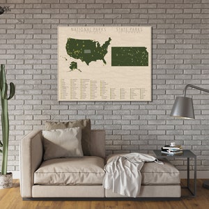 NATIONAL and STATE PARK Map of Kansas and the United States, Fine Art Photographic Print for the home decor. image 4