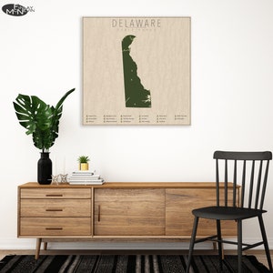 DELAWARE PARKS, State Park Map, Fine Art Photographic Print for the home decor. image 4