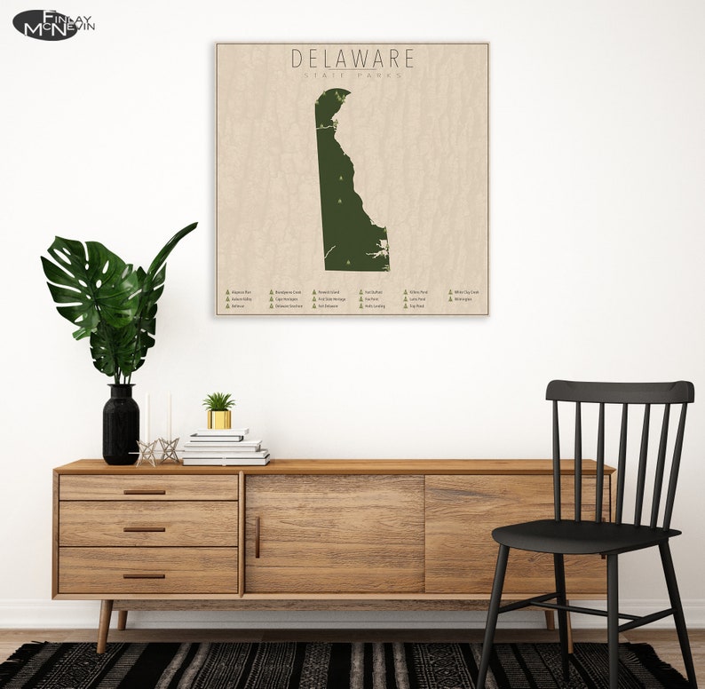 DELAWARE PARKS, State Park Map, Fine Art Photographic Print for the home decor. image 4