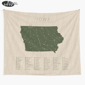 IOWA PARKS TAPESTRY, State Park Map, Wall Tapestry for the home decor. image 1