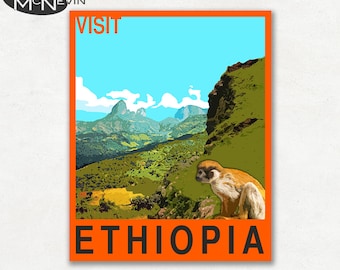 ETHIOPIA, AFRICA Travel Poster, Retro Pop Art