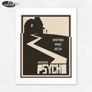 Retro Style &#39;Psycho&#39; Minimalist Movie Poster Print - Unframed Giclee Art