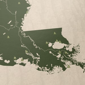 LOUISIANA PARKS, State Park Map, Fine Art Photographic Print for the home decor. image 2