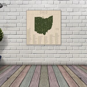 OHIO PARKS, National and State Park Map, Fine Art Photographic Print for the home decor. image 2