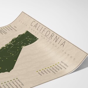 CALIFORNIA PARKS, National and State Park Map, Fine Art Photographic Print for the home decor. image 3