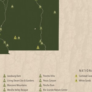 NEW MEXICO PARKS, National and State Park Map, Fine Art Photographic Print for the home decor. image 6