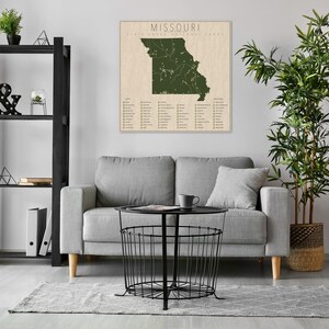 MISSOURI PARKS, National and State Park Map, Fine Art Photographic Print for the home decor. zdjęcie 5