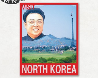 NORTH KOREA, Asian Travel Poster, Retro Pop Art