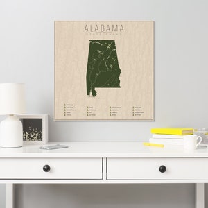 ALABAMA PARKS, State Park Map, Fine Art Photographic Print for the home decor. zdjęcie 5