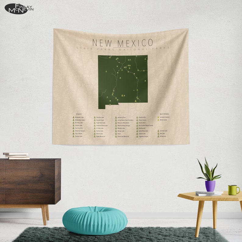 NEW MEXICO PARKS Tapestry, National and State Park Map, Wall Tapestry for the home decor. image 2