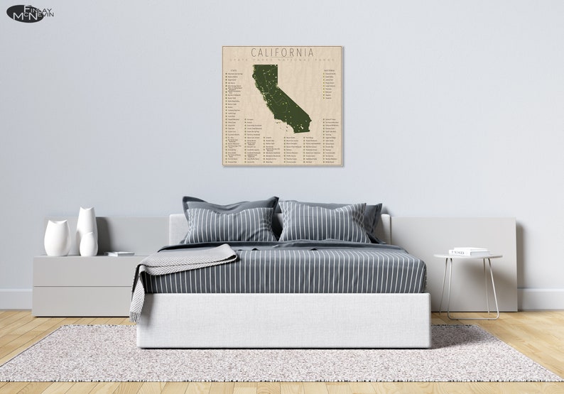 CALIFORNIA PARKS, National and State Park Map, Fine Art Photographic Print for the home decor. image 5