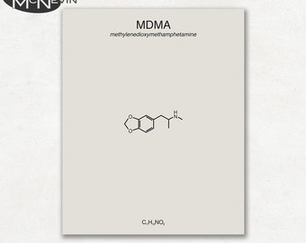 MDMA, Minimalist Fine Art Print, Educational Science Poster