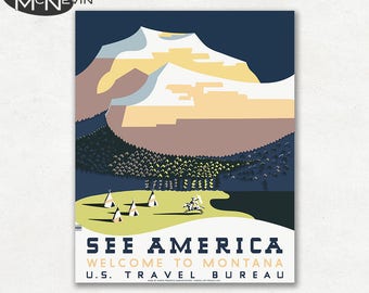 SEE AMERICA, Vintage 1930's WPA Poster Reproduction, United States Travel Poster