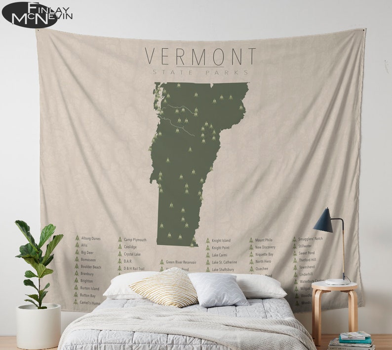 VERMONT PARKS TAPESTRY State Park Map Wall Tapestry for the  Etsy