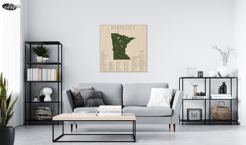 MINNESOTA PARKS, National and State Park Map, Fine Art Photographic Print for the home decor. image 5