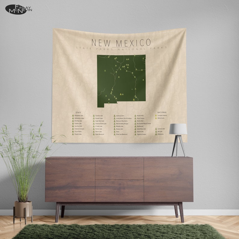 NEW MEXICO PARKS Tapestry, National and State Park Map, Wall Tapestry for the home decor. image 3