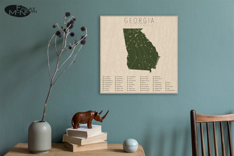 GEORGIA PARKS, State Park Map, Fine Art Photographic Print for the home decor. image 5