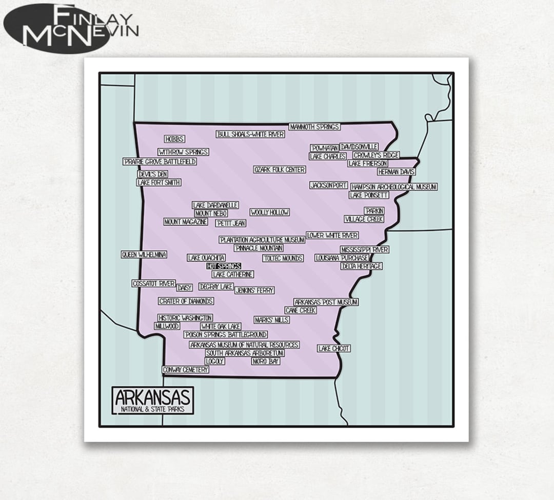 ARKANSAS PARKS MAP - Map of the National and State Parks of Arkansas