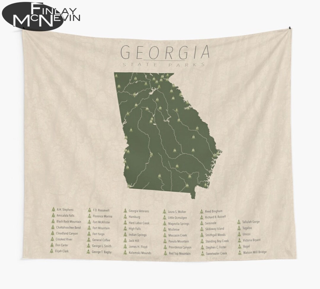 GEORGIA PARKS TAPESTRY State Park Map Wall Tapestry for the - Etsy