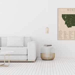 MONTANA PARKS, National and State Park Map, Fine Art Photographic Print for the home decor. image 5