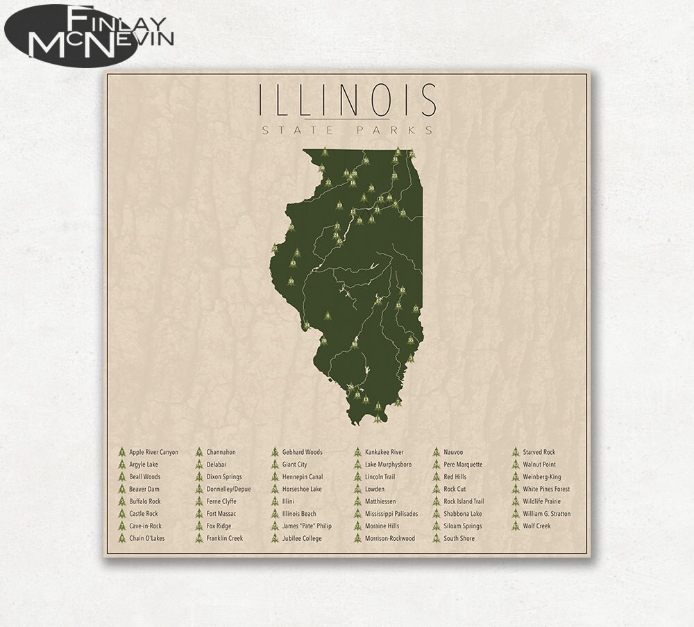 Illinois State Parks Map Illinois Parks State Park Map Fine Art Photographic Print | Etsy Canada