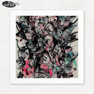 Abstract Layers Art Print - Pink Blue Watercolor Giclee, Unframed Modern Wall Decor