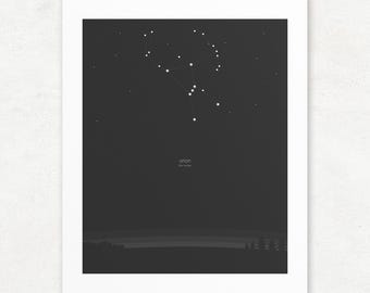 Orion Constellation Fine Art Print, Celestial Night Sky Illustration, Unframed Giclee Print