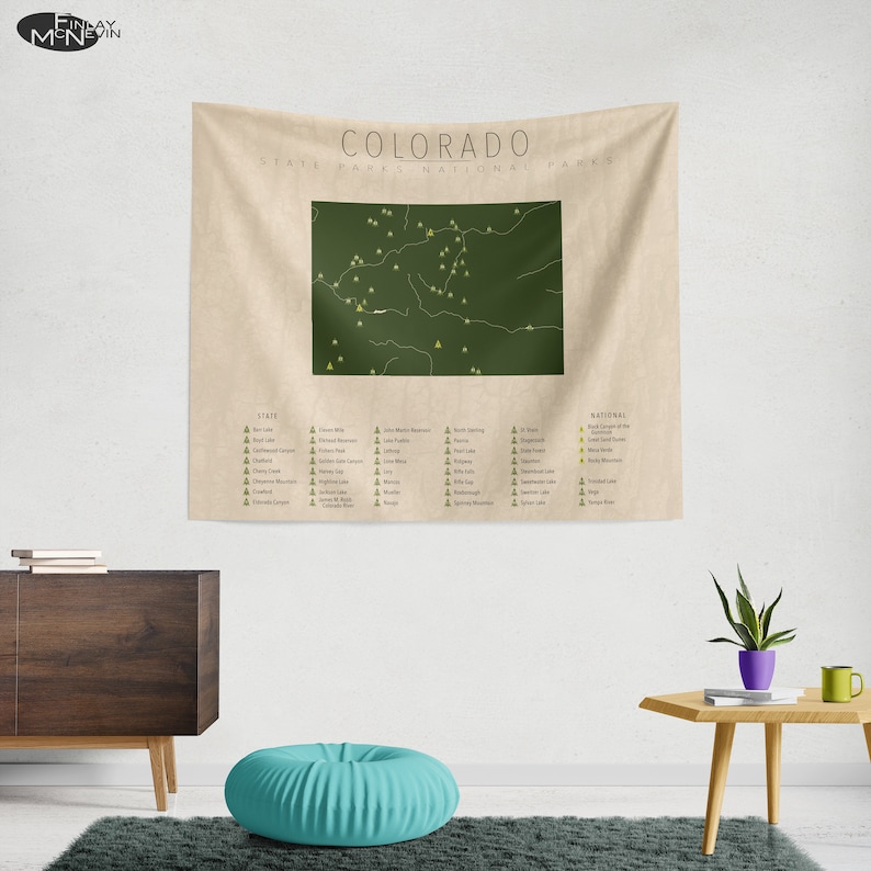 COLORADO PARKS TAPESTRY, National and State Park Map, Wall Tapestry for the home decor. image 2
