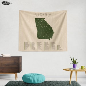 GEORGIA PARKS TAPESTRY, State Park Map, Wall Tapestry for the home decor. image 2