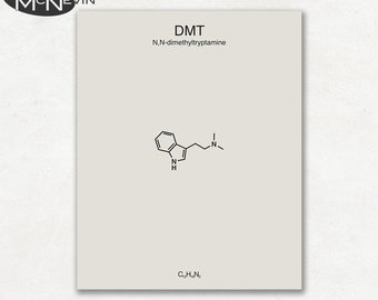 DMT, minimalistische Fine Art Print, educatieve wetenschap poster