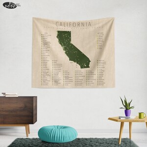 CALIFORNIA PARKS TAPESTRY, National and State Park Map, Wall Tapestry for the home decor. image 2