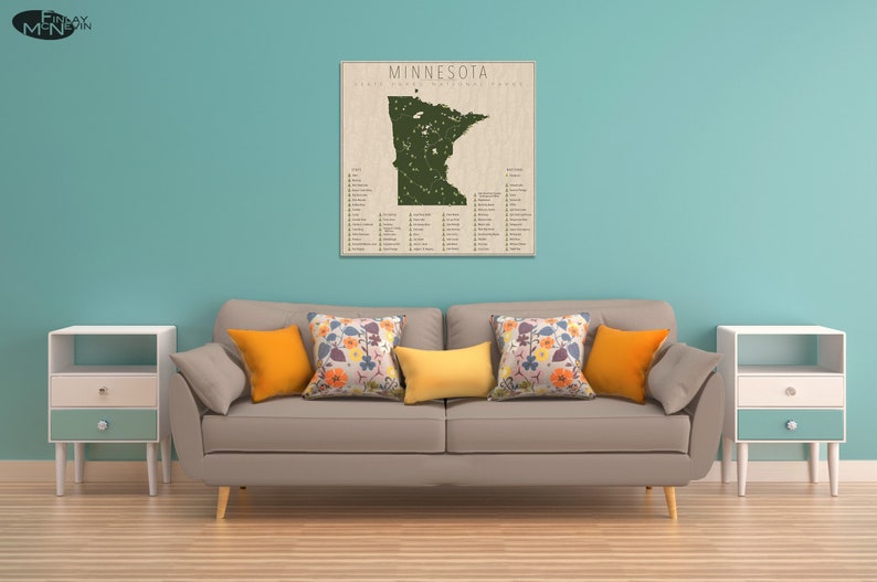 MINNESOTA PARKS, National and State Park Map, Fine Art Photographic Print for the home decor. image 4