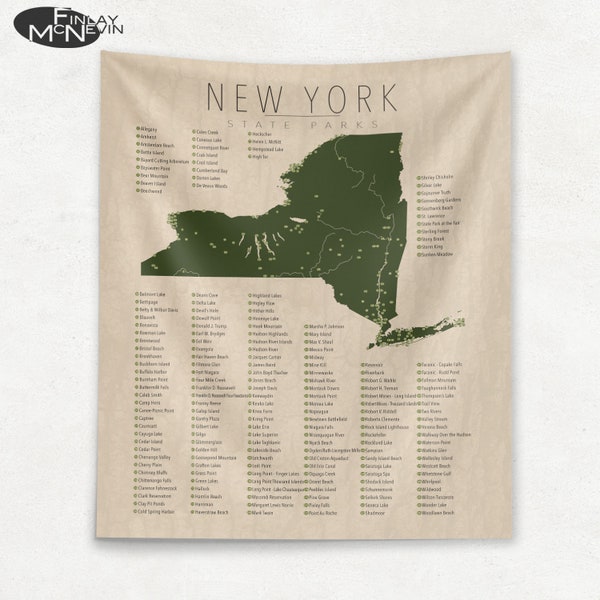 NEW YORK PARKS Tapestry, National and State Park Map, Wall Tapestry for the home decor.