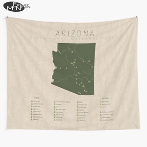 Arizona Parks Tapestry - National & State Park Map Wall Art