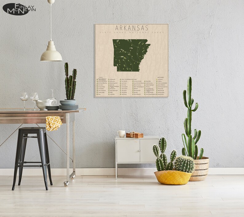 ARKANSAS PARKS, National and State Park Map, Fine Art Photographic Print for the home decor. image 4