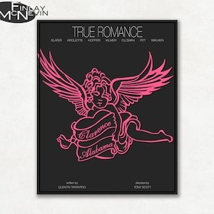 TRUE ROMANCE Minimalist Movie Poster, Fine Art Photographic Print - Pink Version