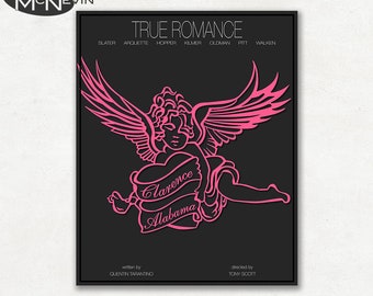 TRUE ROMANCE minimaliste Movie Poster, tirage d’Art photographique - Version rose