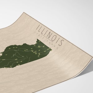 ILLINOIS PARKS, State Park Map, Fine Art Photographic Print for the home decor. image 3