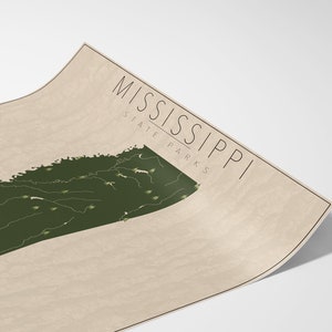 MISSISSIPPI PARKS, State Park Map, Fine Art Photographic Print for the home decor. image 3